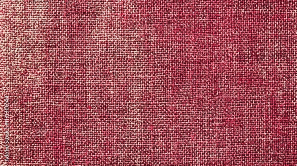 Poster Red linen fabric texture with a natural weave enhancing warmth and depth, ideal for backgrounds and textile design projects.