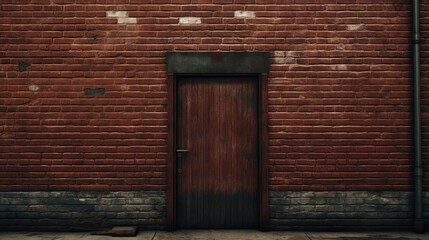 Old Wooden Door in a Brick Wall