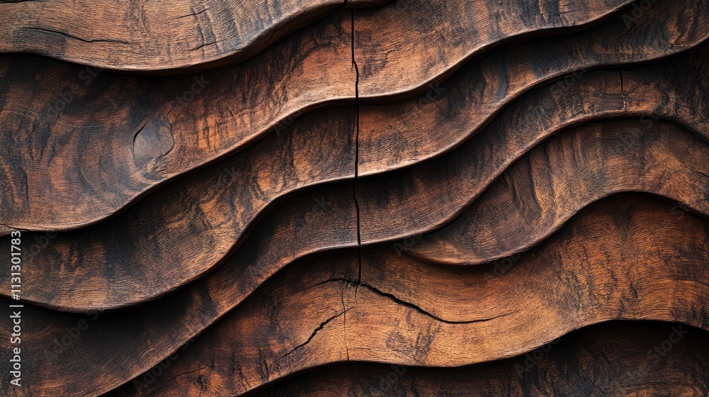 Aufkleber Textured Natural Redwood Wave Pattern Background for Rustic and Organic Design Projects