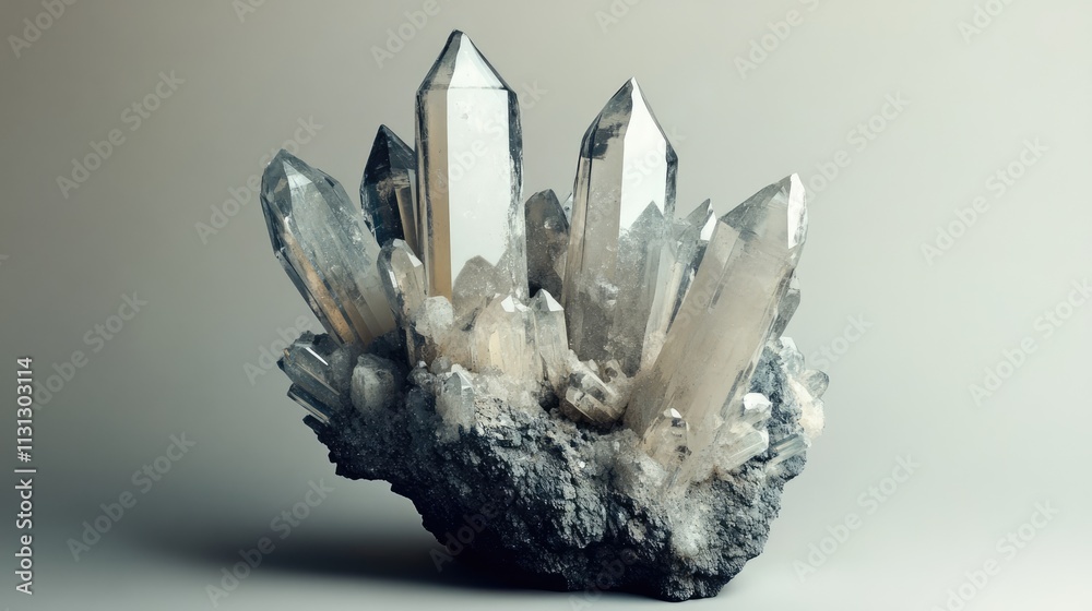 Aufkleber Barite Crystal Formation Displaying Unique Geometric Shapes and Natural Transparency in a Studio Setting