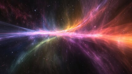 Naklejka premium Cosmic rays illuminate vibrant nebulae.