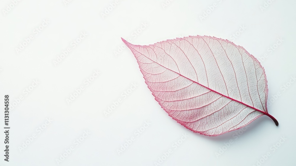 Poster delicate translucent leaf on pristine white background showcasing natural beauty and intricate detai