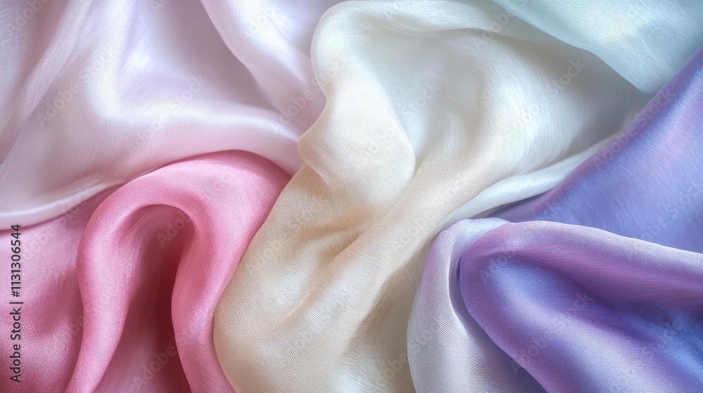 Poster silk fabric texture with soft pastel colors creating a delicate and elegant background for design pr