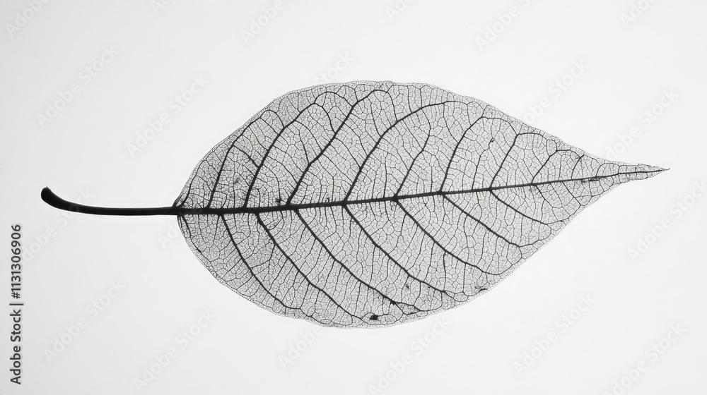 Poster delicate leaf silhouette showcasing intricate vein patterns illuminated by backlighting for a natura