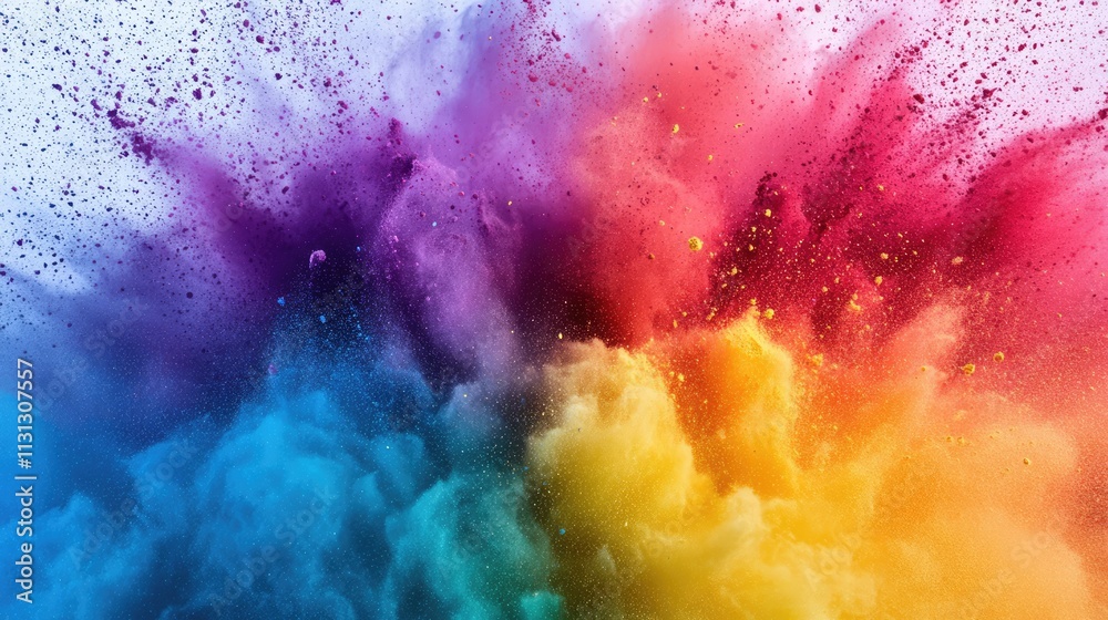 Poster colorful powder explosion creating vibrant abstract background in slow motion capturing dynamic move