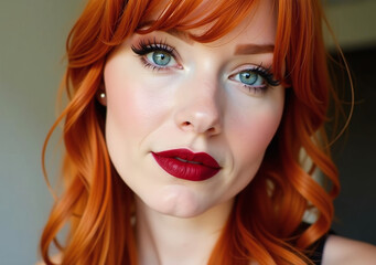 Fototapeta premium fiery redhead adds spicy kick bold lip
