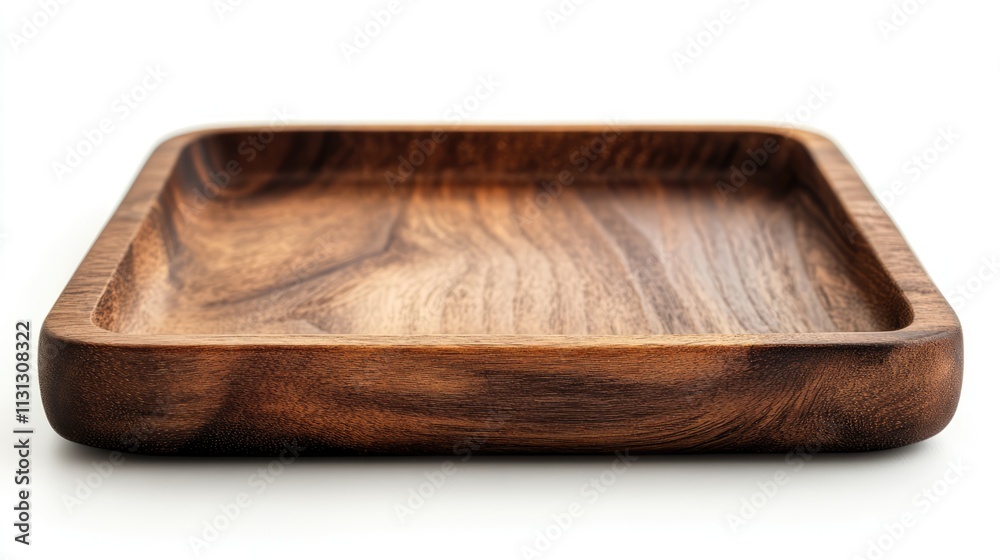 Aufkleber wooden square serving tray with smooth edges and natural texture isolated on white background for ki