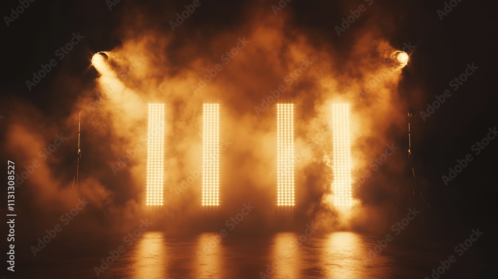 Poster Theatrical stage with dramatic lighting and smoke effects creating an atmospheric performance backdrop