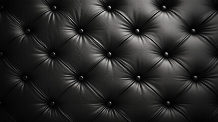 Fototapeta premium Luxurious tufted black leather upholstery with button details for elegant interior design and decor