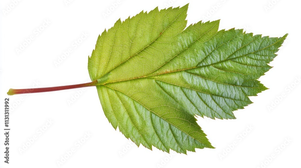Poster fresh vibrant blackberry leaf on a white background showcasing its unique texture and color for natu