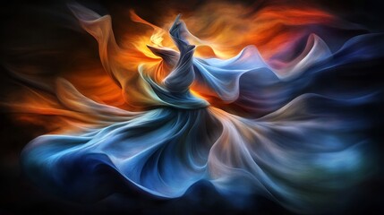 Abstract Whirling Dervish in Vibrant Hues