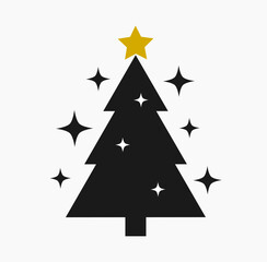 Fototapeta premium Christmas tree icon with stars. Vector illustration.
