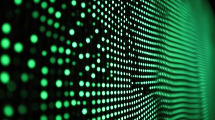 Naklejka premium Green digital connection dots creating a technology background with vibrant color gradients and smooth wave patterns.