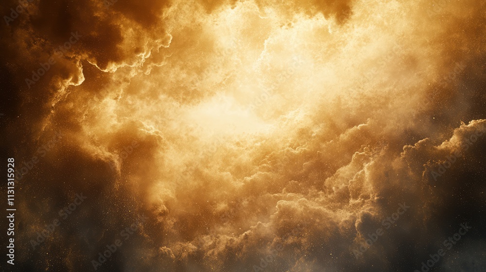 Poster dust explosion creating dynamic texture against a dramatic illuminated background showcasing movemen