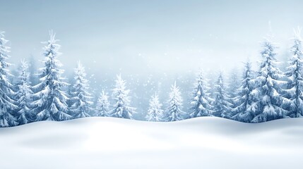 Fototapeta premium A soft, blurred snow-covered forest with a clear, open sky