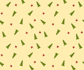 Christmas tree seamless pattern - December holiday art