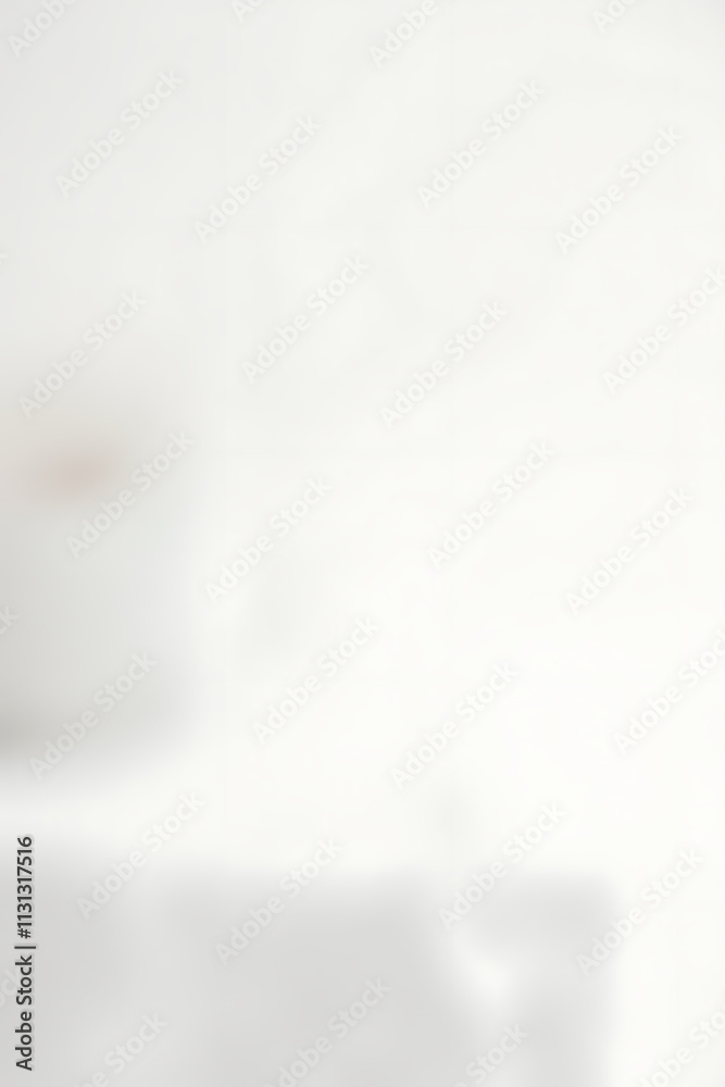 Poster a simple white wooden tabletop sits atop a soft, blurred white background with subtle depth of field