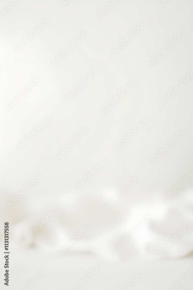 Poster a simple white wooden tabletop sits atop a soft, blurred white background with subtle depth of field