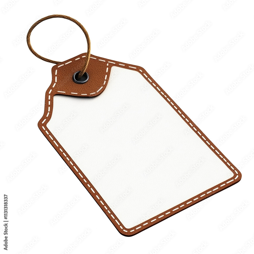 Poster 3d rendered white and brown blank price tag icon on transparent background