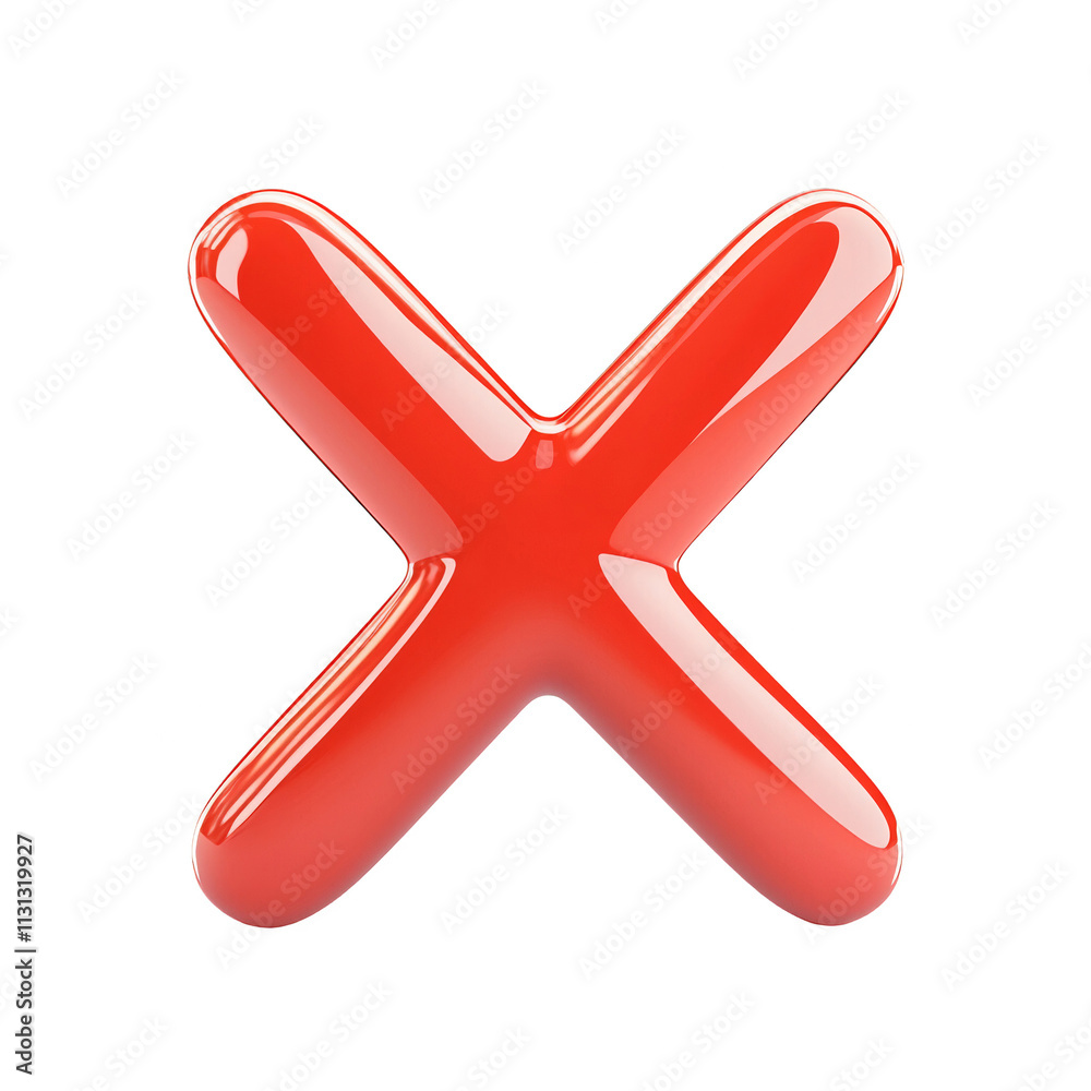 Leinwandbilder 3d red 'x' symbol with rounded edges on transparent background