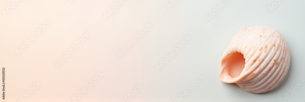 Aufkleber a seashell is placed on a pastel colored background in this flat lay design concept._00001_