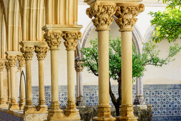 cloister Do Cemiterio, convent of Christ, year 1162, Tomar, Santarem district, Medio Tejo,...