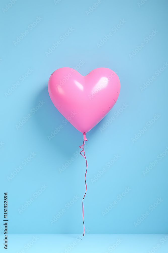 Aufkleber a pink heart shape made of balloons floats gently in a bright blue digital backdrop awaiting a messa
