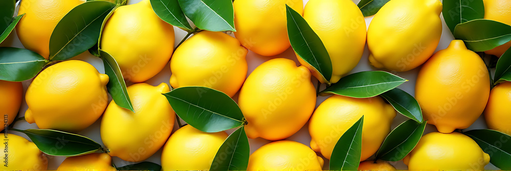 Poster A natural pattern featuring overlapping leaves from lemons and oranges forms a colorful background for flat lays of fresh produce._00004_