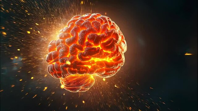 Creativity concept with a brain exploding in colors. Mind blown concept