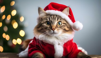 Cat in Santa Outfit