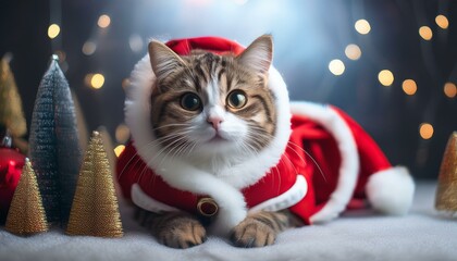 Cat in Santa Outfit