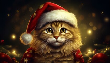 Cat in Santa Outfit