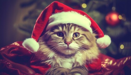 Cat in Santa Outfit
