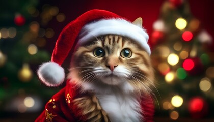 Cat in Santa Outfit