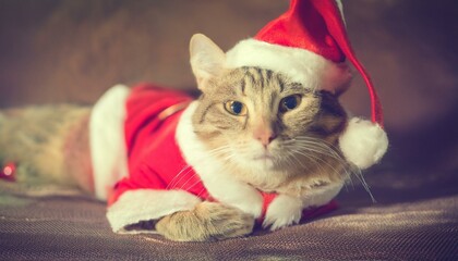 Cat in Santa Outfit