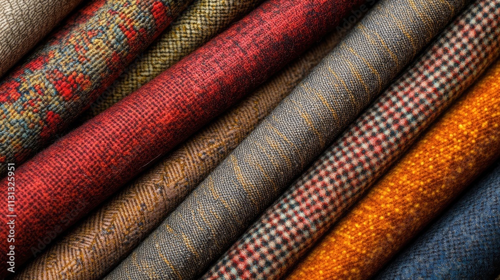Aufkleber Diverse collection of textured fabrics showcasing various patterns and colors for design and creative projects