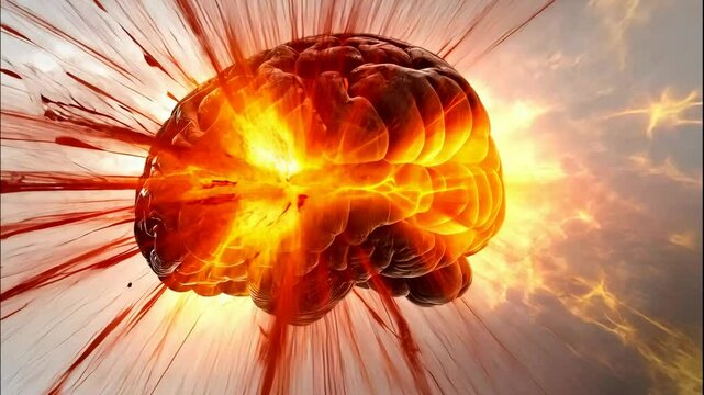 Creativity concept with a brain exploding in colors. Mind blown concept.