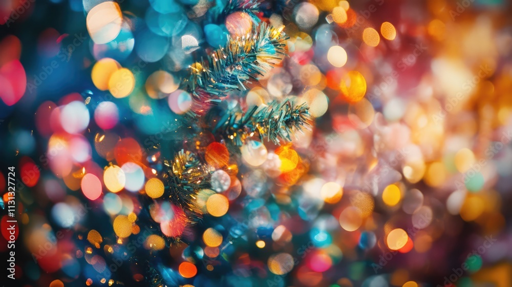 Leinwandbilder colorful abstract bokeh background with blurred christmas tree decorations creating a festive and ma