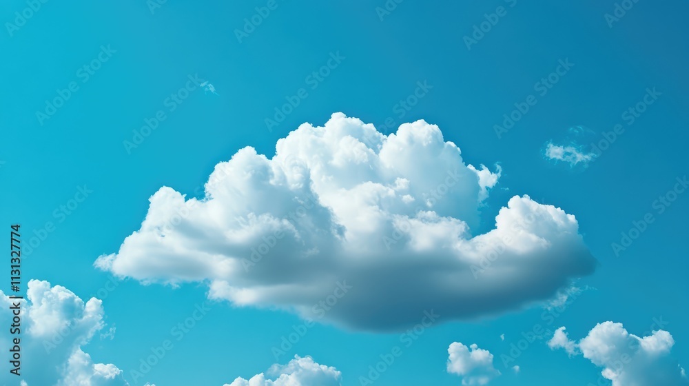 Poster Digital Cloud Storage Concept with Blue Sky and White Clouds Representing Data Backup and Online Security Solutions