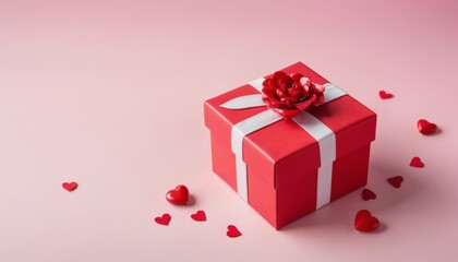 valentines day postcard illustration with gift box and party theme decorations