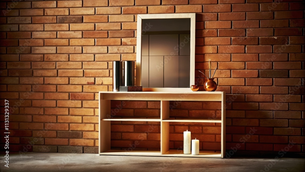 Fototapete An understated entryway adorned with a slim console table a simple mirror above it for reflection and a few tasteful decorative objects such as a small sculpture and a single