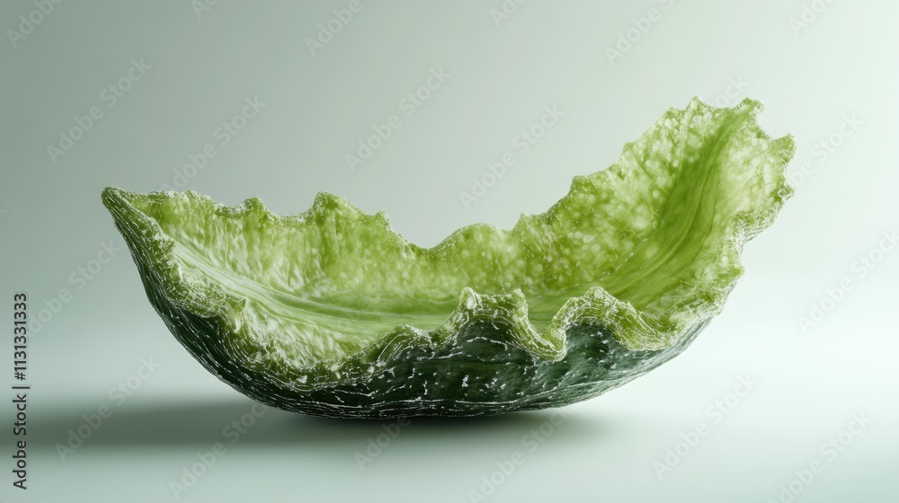 Poster detailed closeup of bitter gourd showcasing its unique texture and vibrant green color against a sof