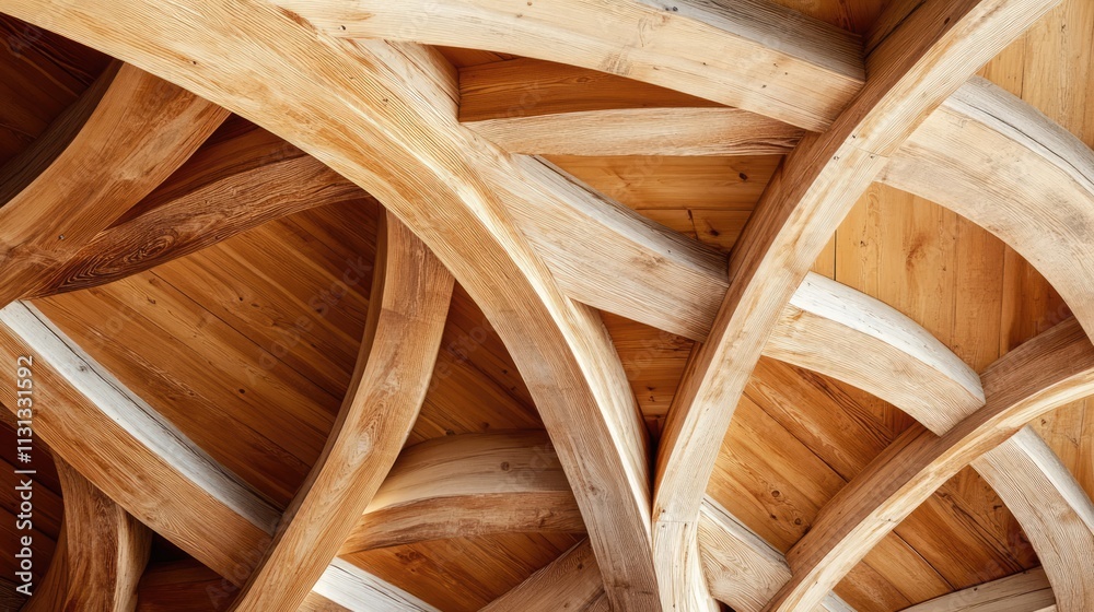 Poster intricate wooden ceiling architecture with detailed craftsmanship and natural texture