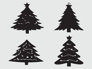 Obraz premium ChristmasTree silhouette vector style with white background Art & Illustration