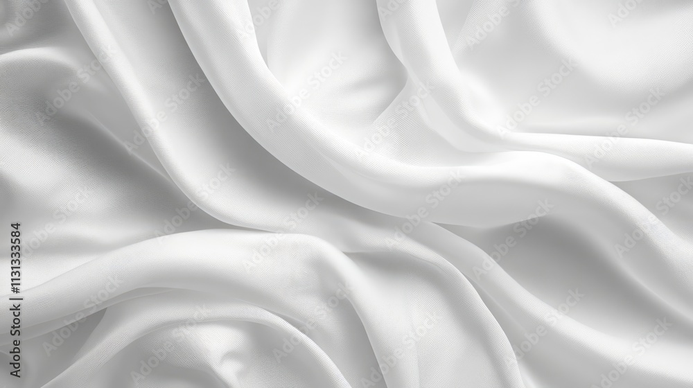 Poster Elegant flowing white silk fabric background with smooth textures and gentle folds for sophisticated design projects.