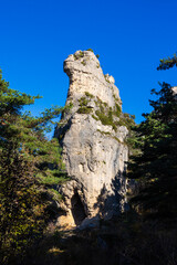 Geological formations of the “Cité des Pierres” in Montpellier-le-Vieux, overlooking the...
