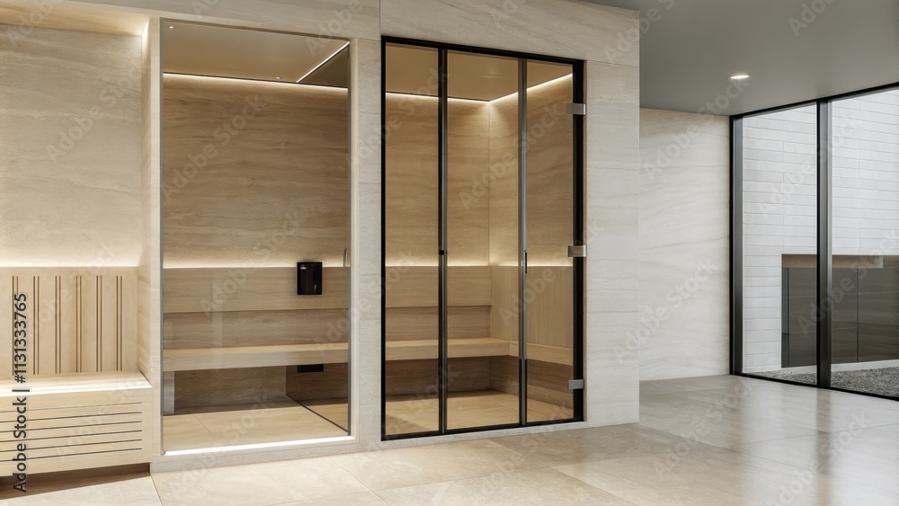 Poster sleek stone tiles and minimalistic fixtures create an atmosphere of relaxation.