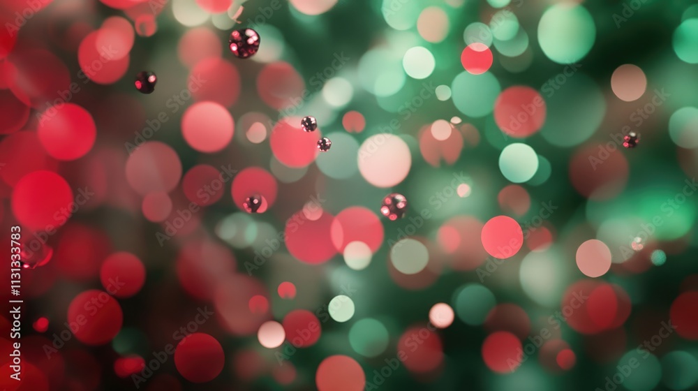 Aufkleber festive bokeh background in red and green depicting a cheerful christmas atmosphere with sparkling l