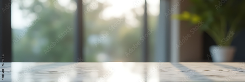 Poster A marble table top is blurred in the background with an abstract window glass reflection for a unique product display style._00002_