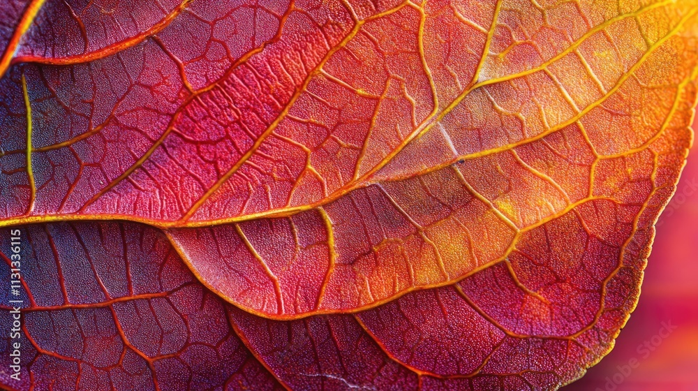 Poster vibrant macro shot of colorful layered leaves showcasing intricate textures and patterns in nature's